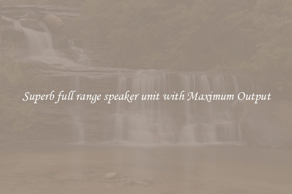 Superb full range speaker unit with Maximum Output