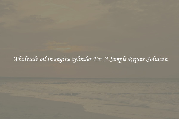 Wholesale oil in engine cylinder For A Simple Repair Solution